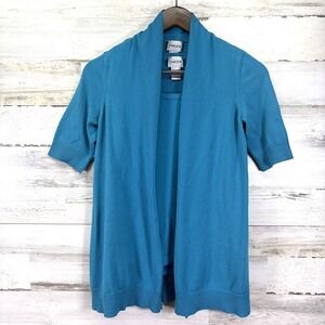 Chicos Womens Turquoise Tank Top & Short Slv Open Front Cardigan Sweater 0/US4